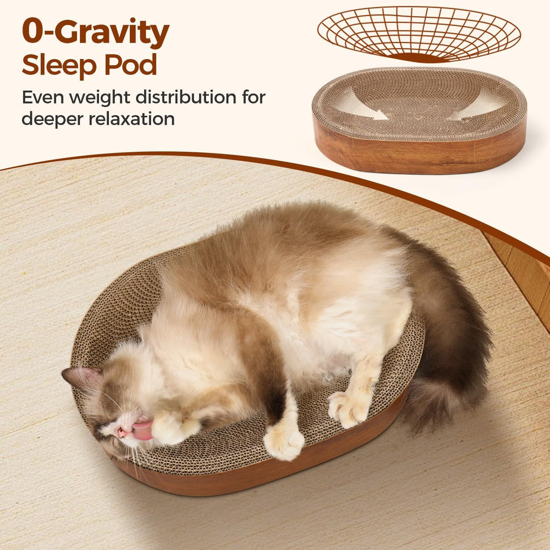 ComSaf Cat Scratcher Bed, Oval Cardboard Scratching Board for Indoor