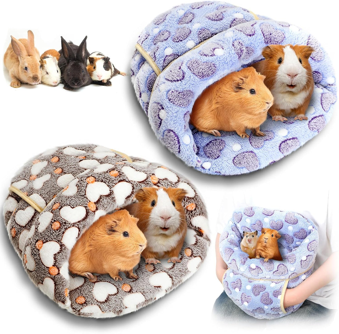 Wenqik 2 Pcs Guinea Pig Fleece Hideouts, Blue, Khaki, Star