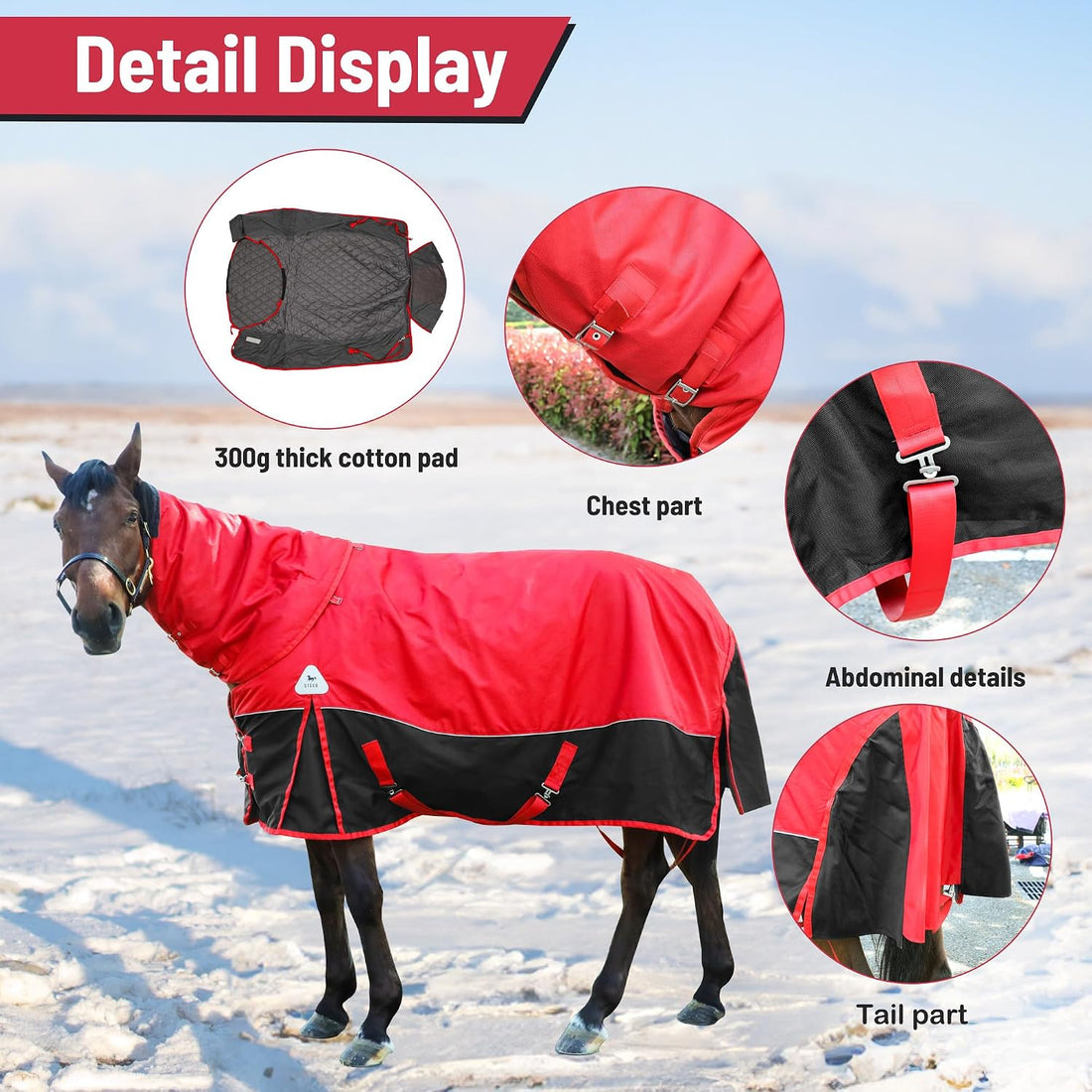 Surcingle Turnout Blankets for Horse,1680D Winter Water-Resistant