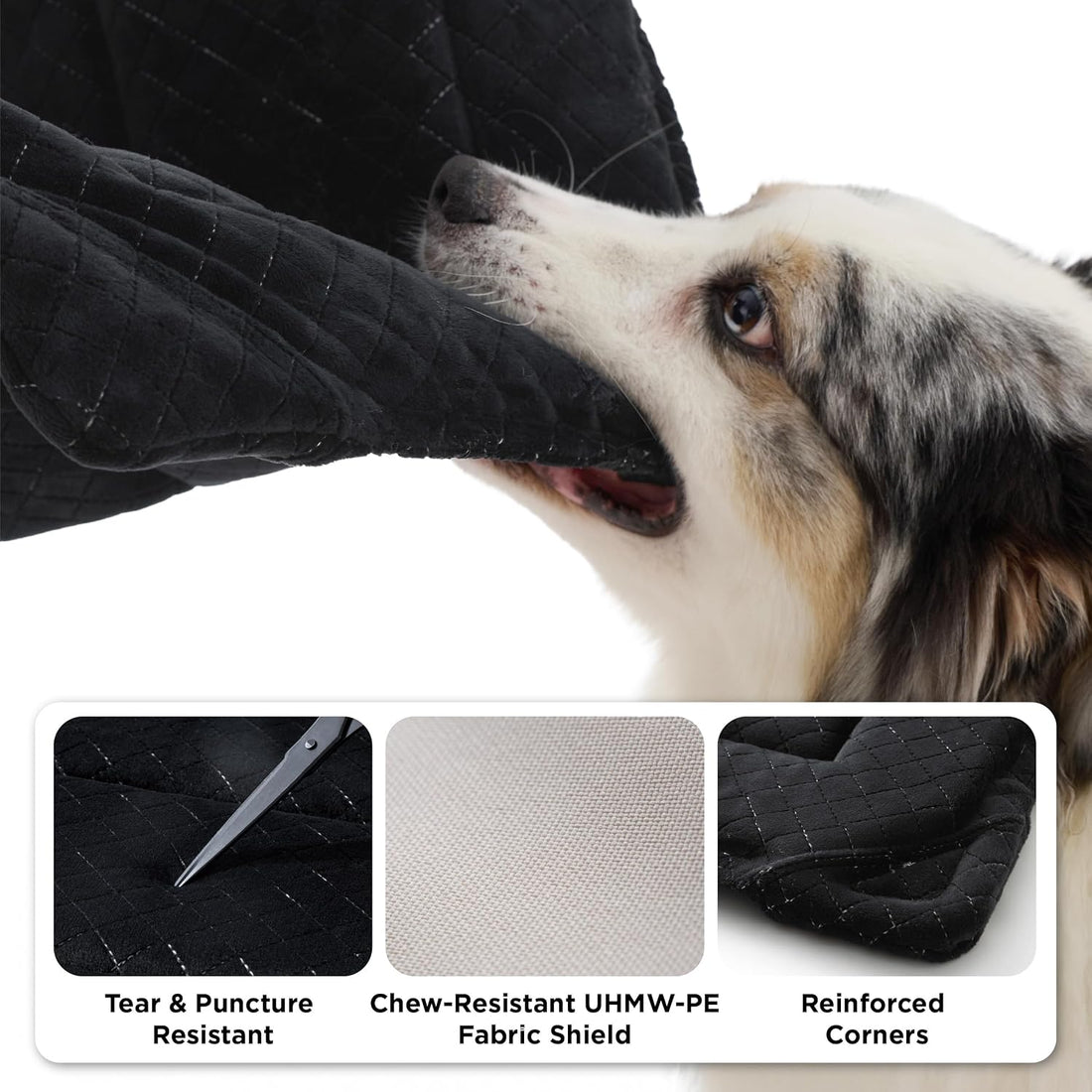 Bedsure Chew Proof Dog Bed for Large Dogs, 35x22 Inch, Black