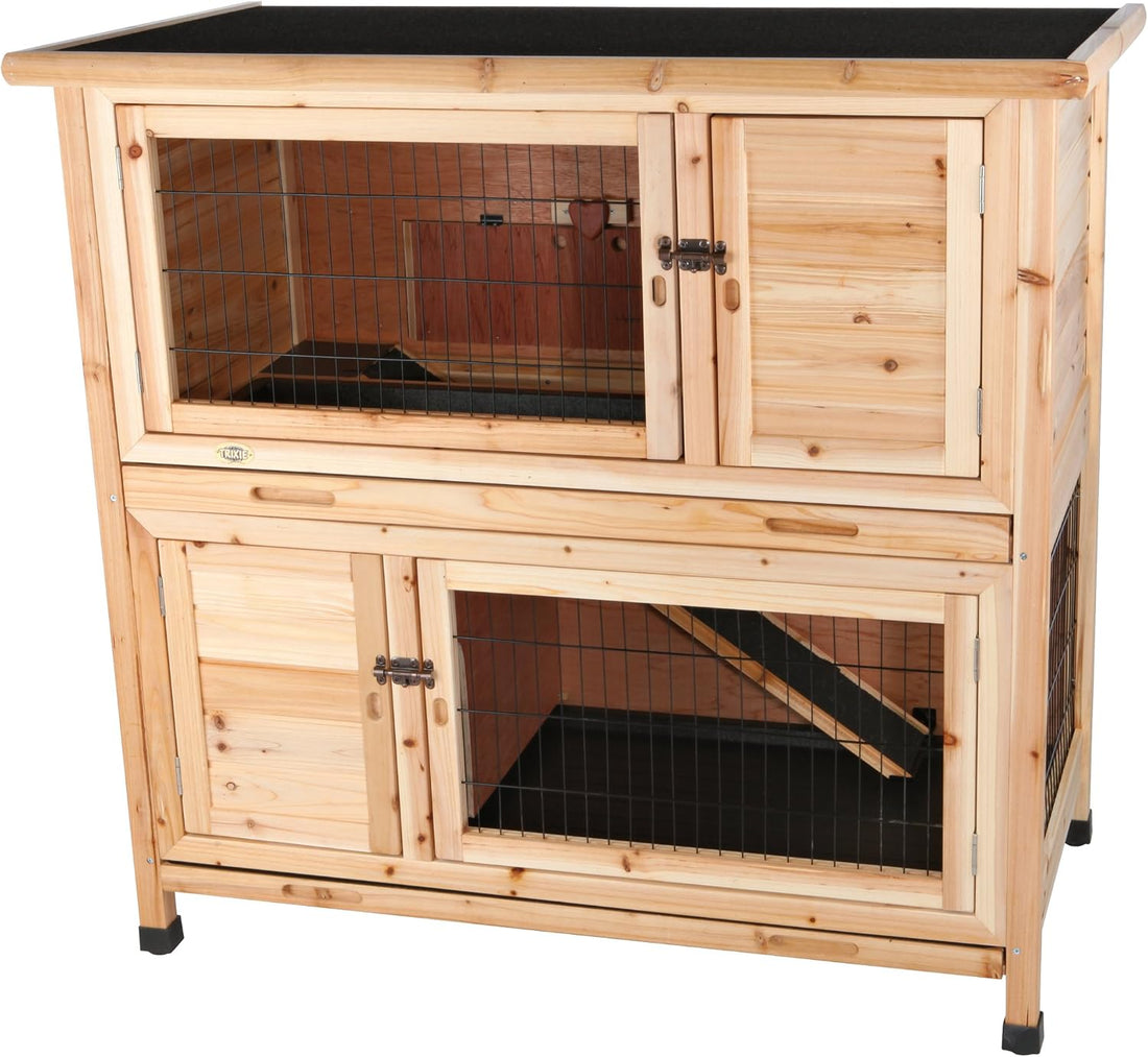 Trixie 2-Story Rabbit Hutch with Retreat Area, Non-Slip Ramp