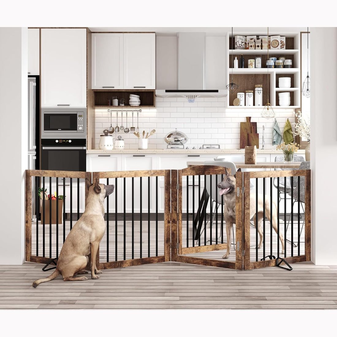 Vantas 96" x 30", No-Assembly Wooden Dog Gate with Door