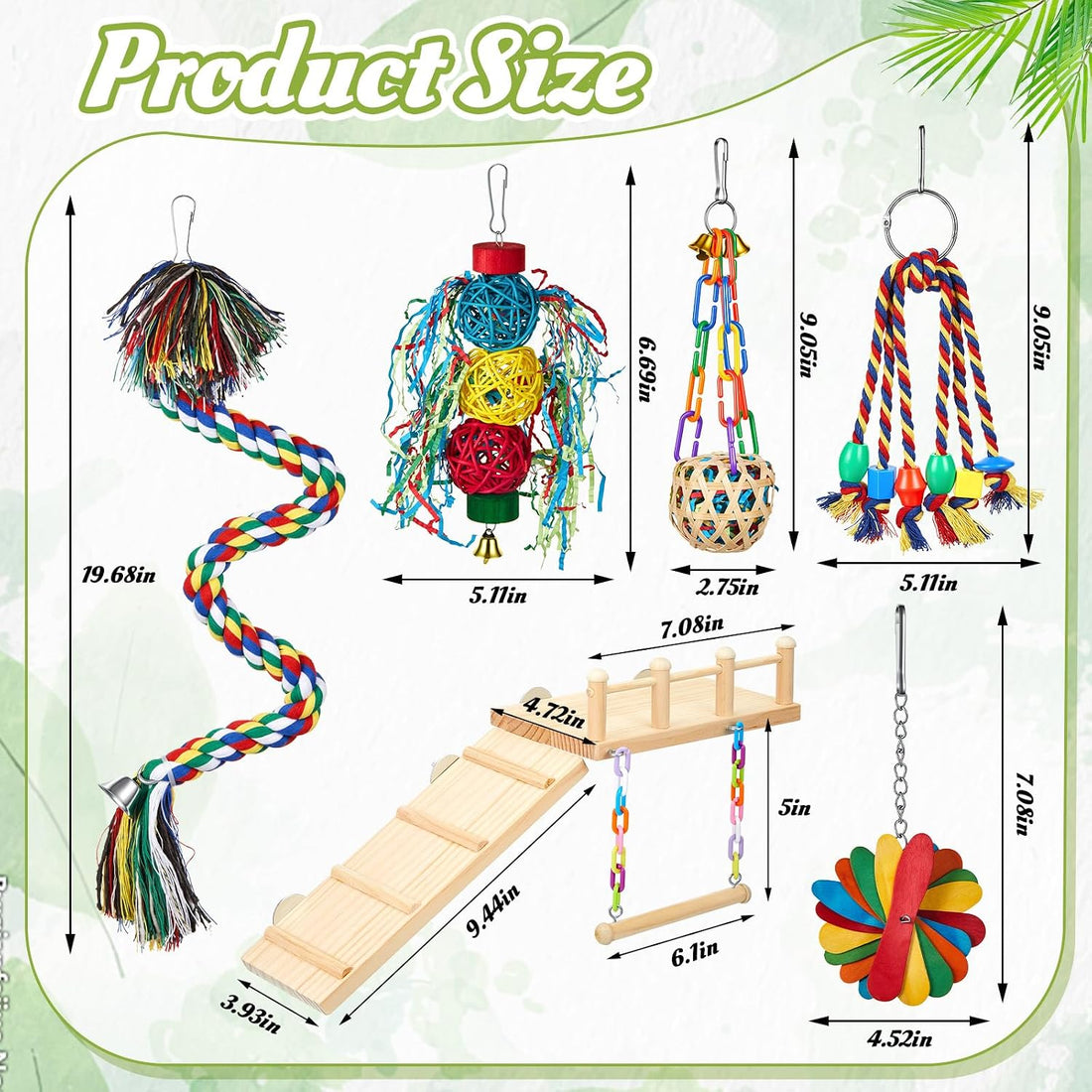 14 Pcs Parakeet Cockatiel Bird Toy with Platform