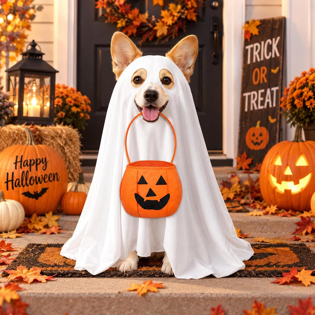 Huhumy 2 Pcs Halloween Ghost Costume for Dog Cat White Cape