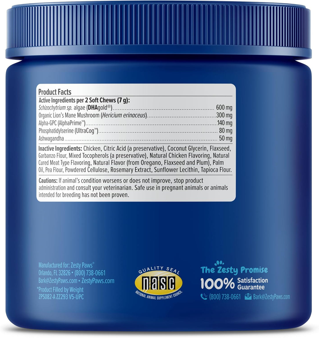 Zesty Paws Senior Dog Supplement - Cognition Chews, Chicken, 90 Ct