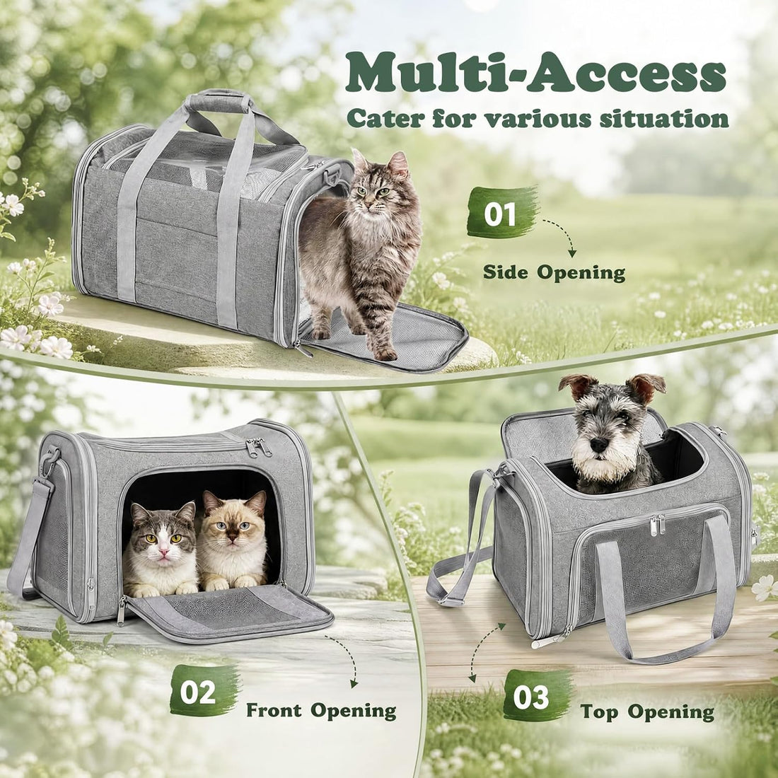 COZPAW Large Cat Carrier Soft‑Sided for Cats & Dogs Up to 25 Lbs