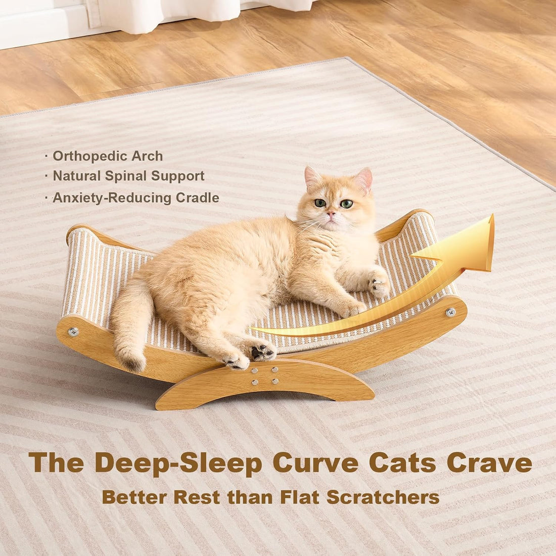 Large Cat Scratcher Bed, Cat Hammock with Sisal Scratch Pad