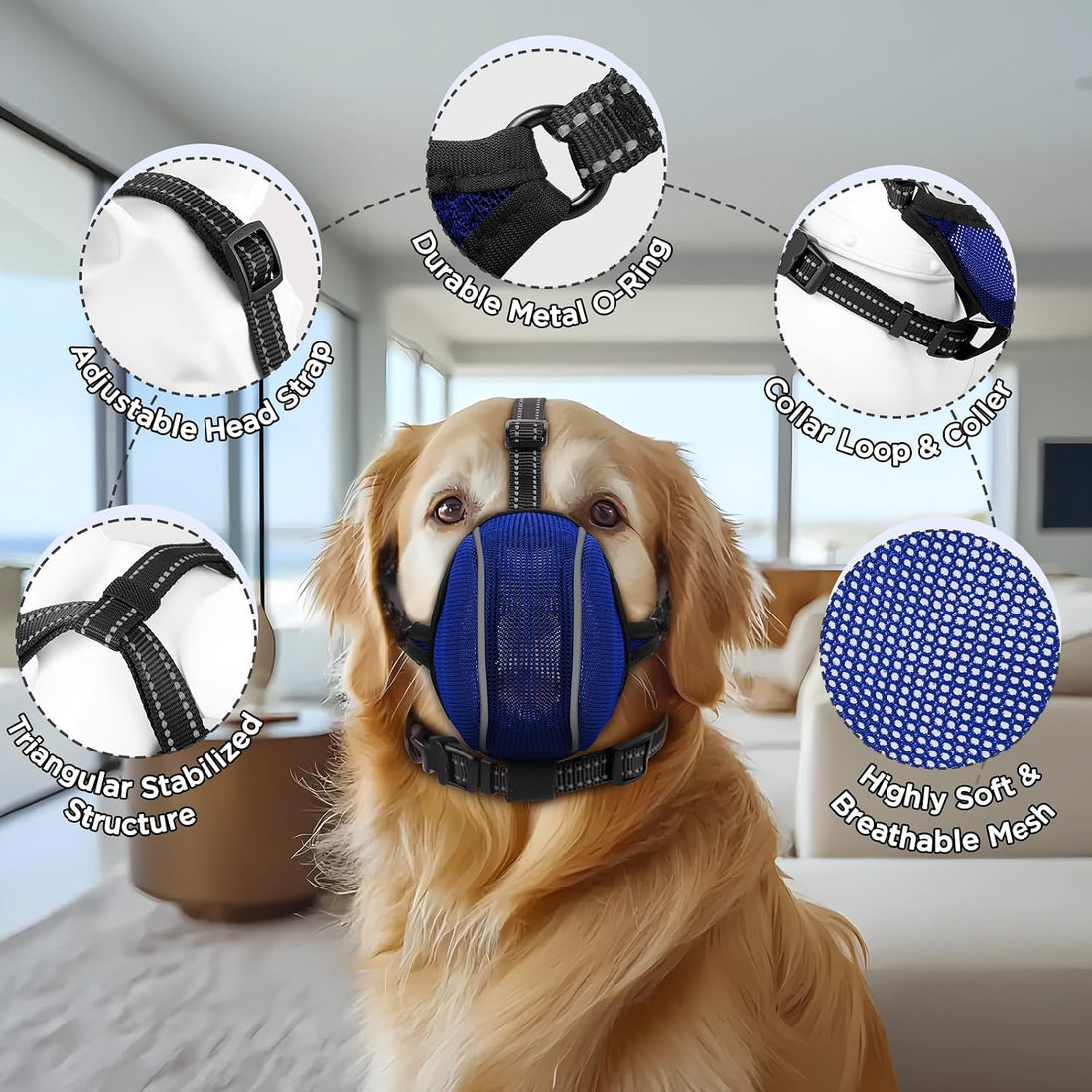 BONTHEE Dog Muzzle,Soft Nylon Muzzles Anti Biting Barking