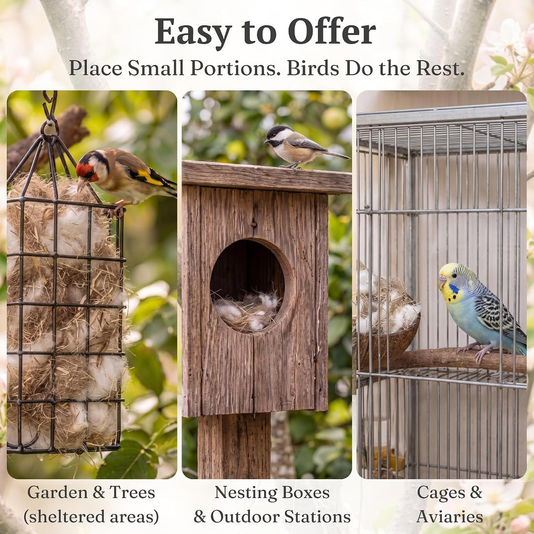 Natural Bird Nesting Material 3.6 oz Nest Bedding Supplies for Wild