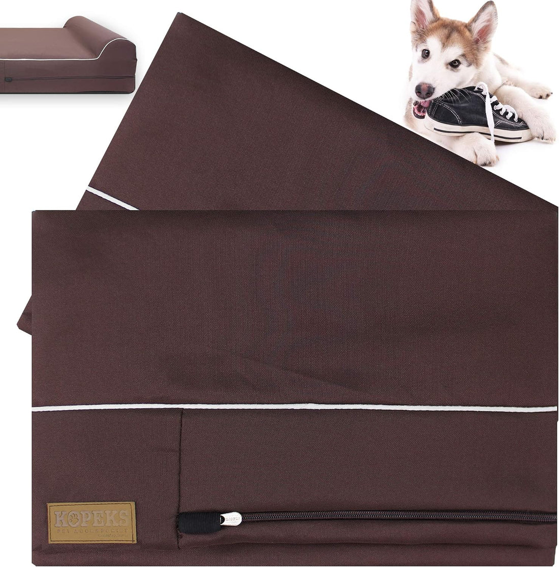 KOPEKS Dog Bed Replacement Cover Memory Foam Beds - Brown