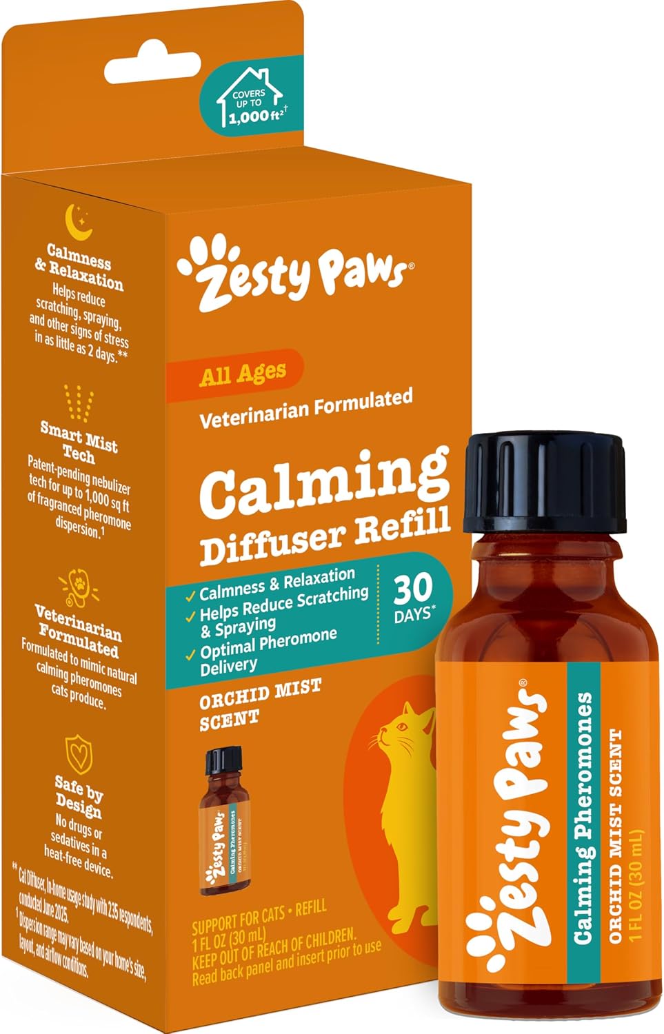 Zesty Paws Cat Calming Diffuser - Cat Pheromones, 3 Pack Refill