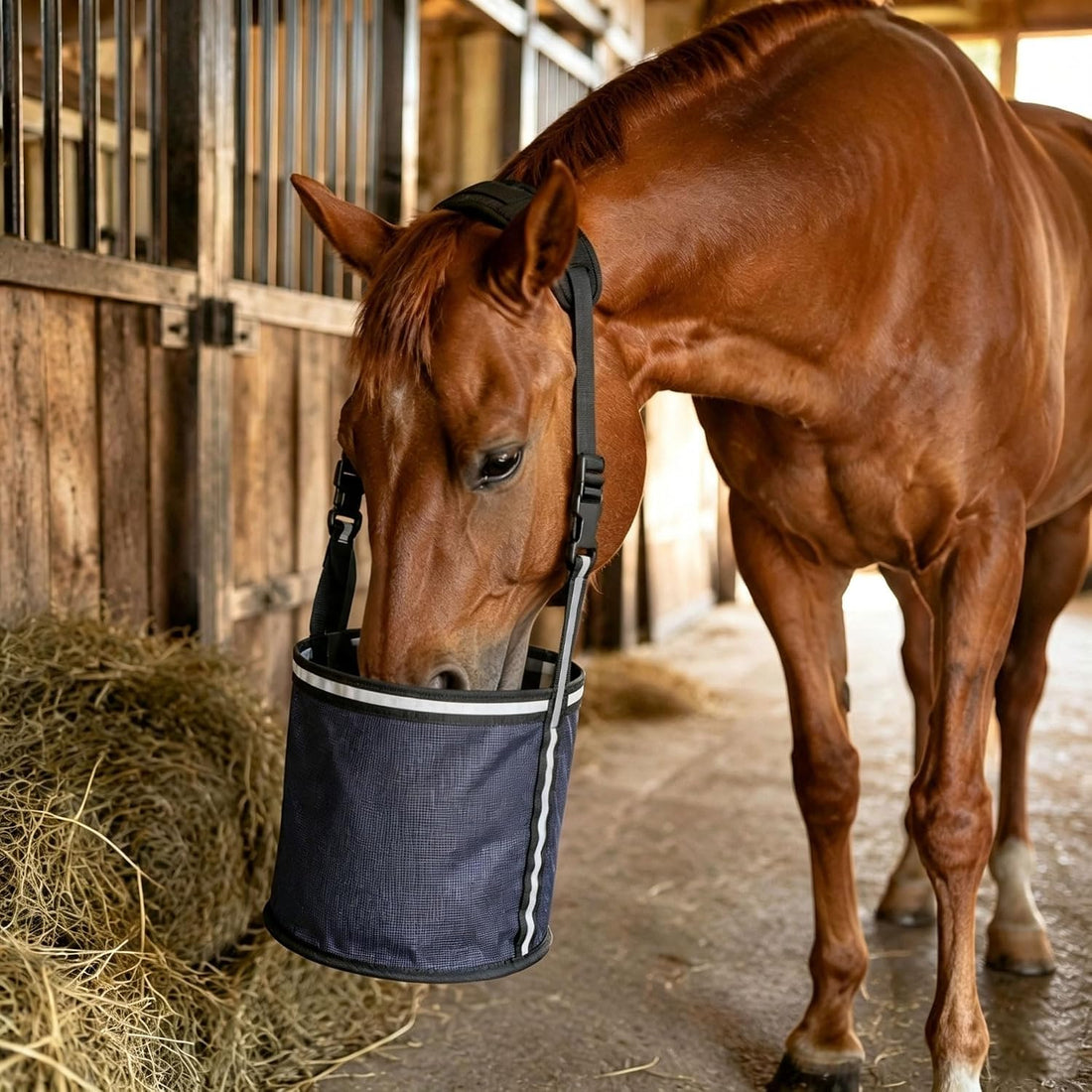 Horse Feed Bag,Heavy Duty Muzzle Feed Bag with Adjustable