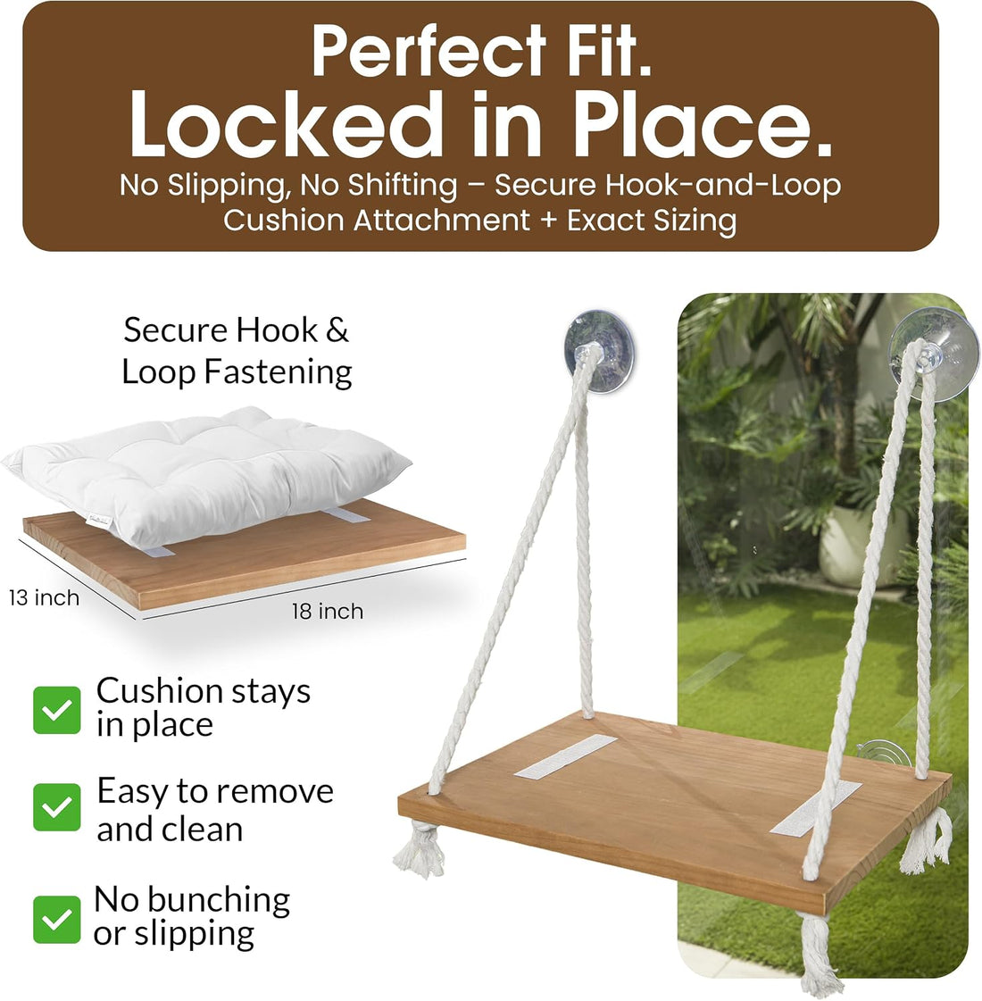 Cat Window Perch, Indoor Hammock Bed with Solid Pine Wood