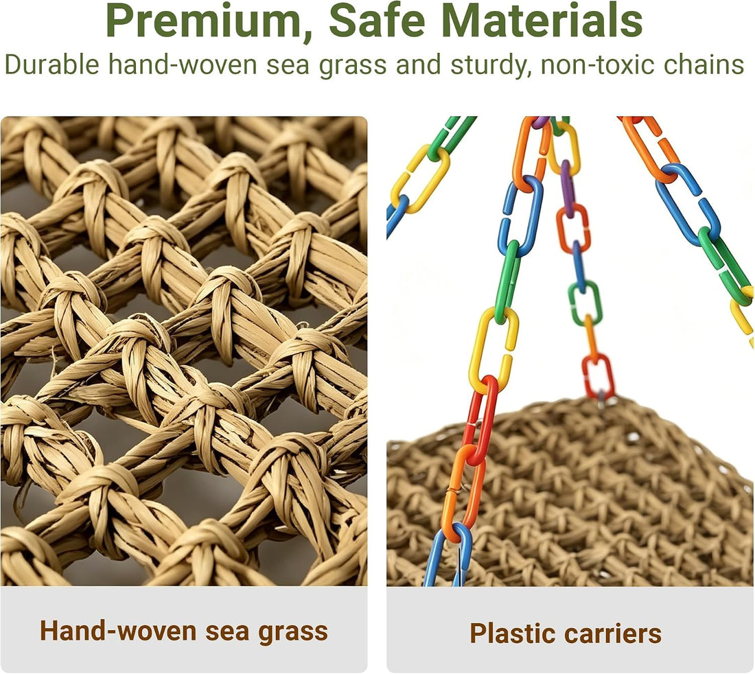 Natural Seagrass Bird Hammock for Cage, Parrot Climbing Hammock