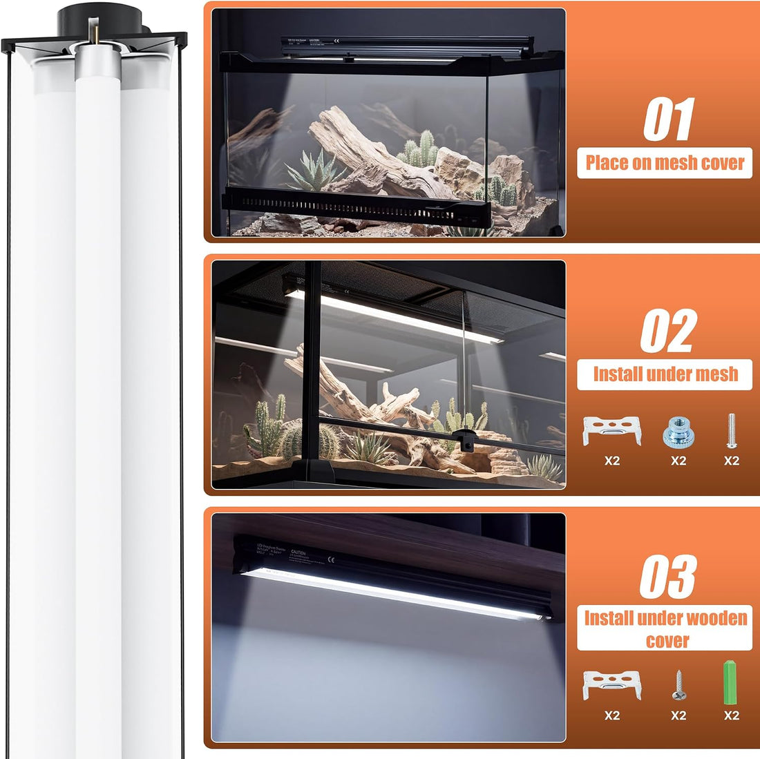 T5 UVB 10.0 Reptile Light Fixture Combo Kit