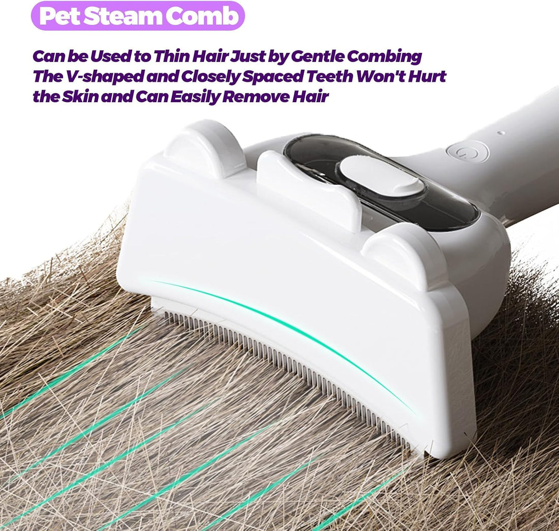 Pepkefir 3 in-1 Cat & Dog Steam Comb for Long Short Hair for Any Size