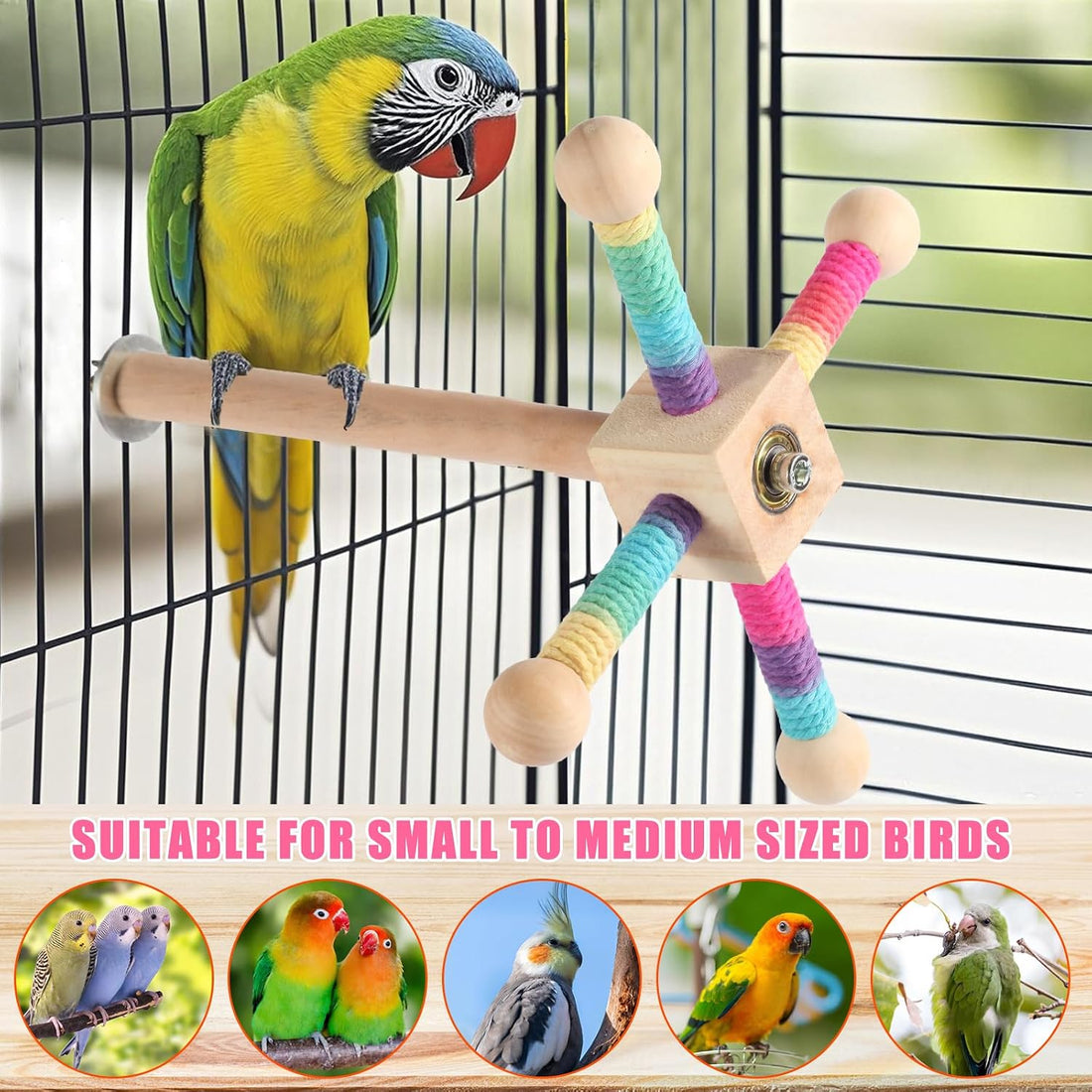 Kyouki Bird Perch Toy Parakeets Toy for Small & Medium Parrots