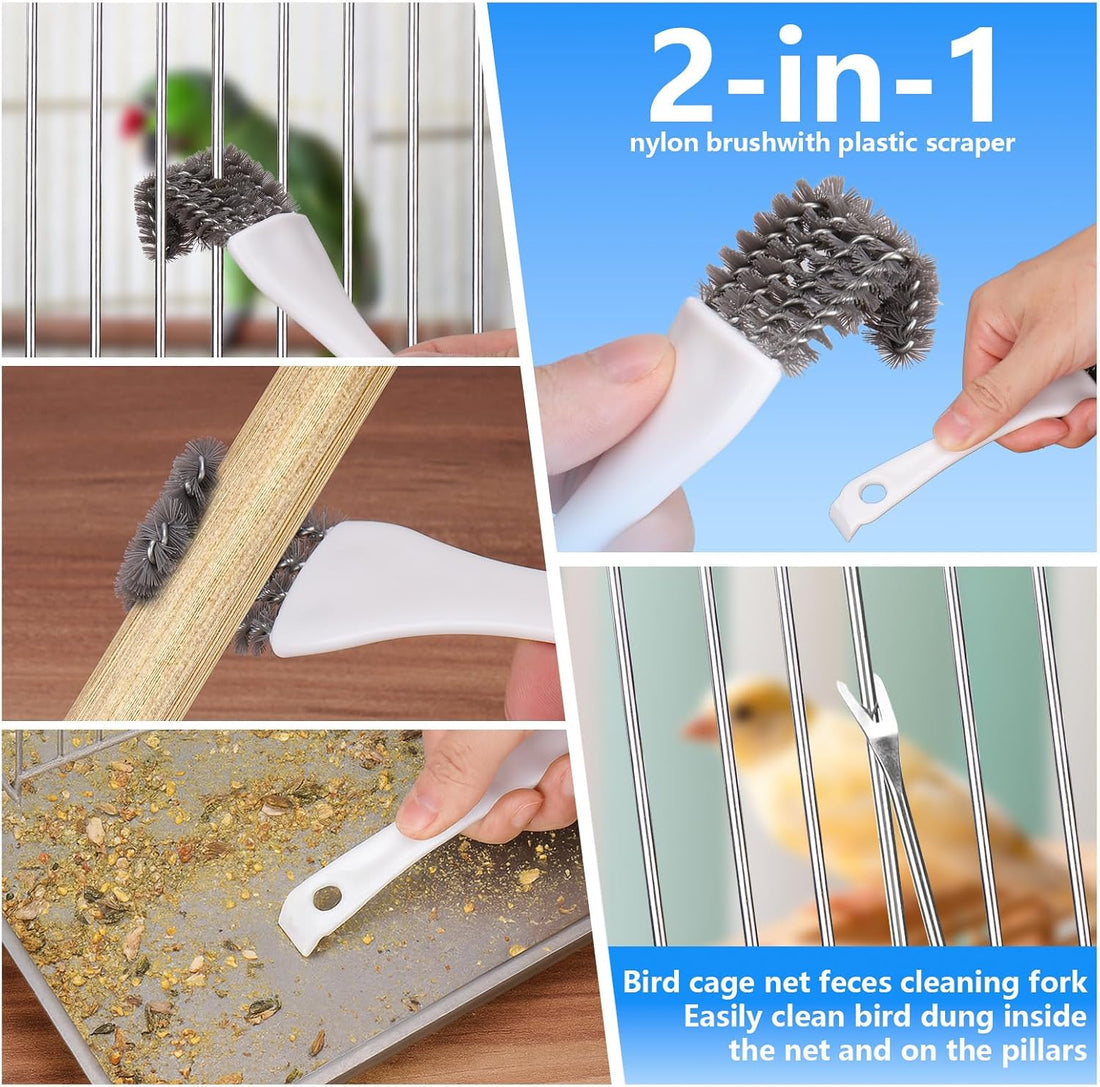 XANGNIER Bird Cage Cleaner Brush Kit,Bird Poop Remover Cleaning Tools