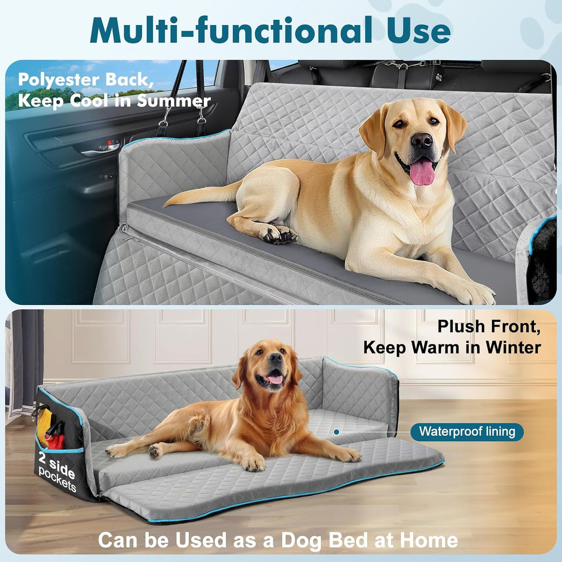 Tivray Large Dog Car Seat, Dog Car Bed for Large Dogs Under 120lbs