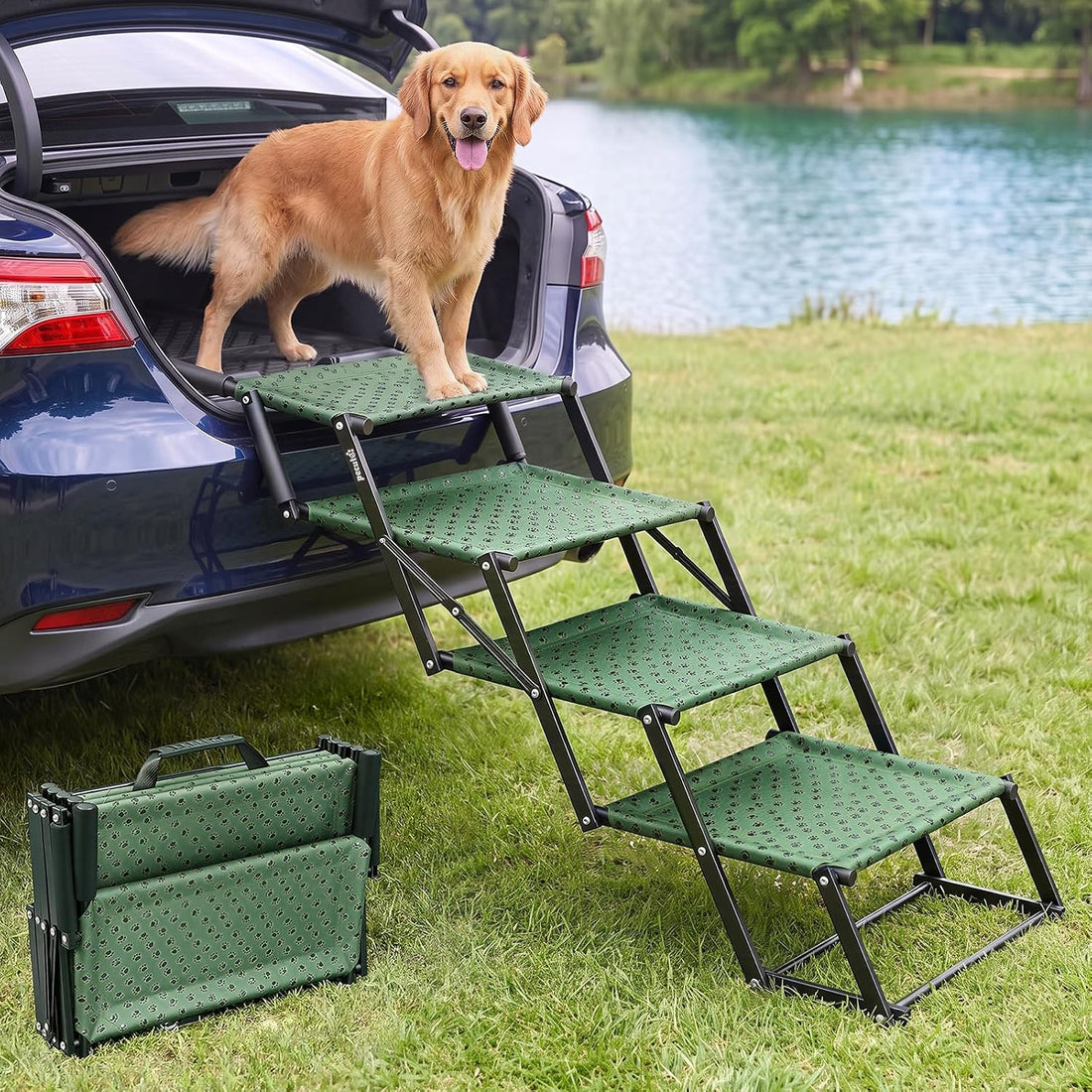 4โStep Dog Stairs for Car Trunk
