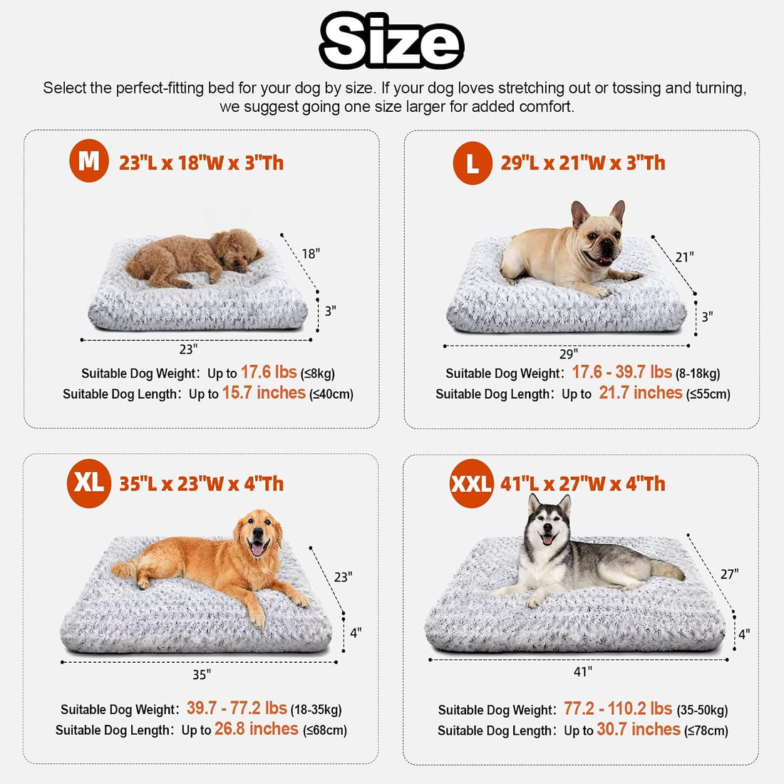 Dog Bed Large Size, Plush Washable Pet Bed Mat, Dog Crate Bed 35"x23"