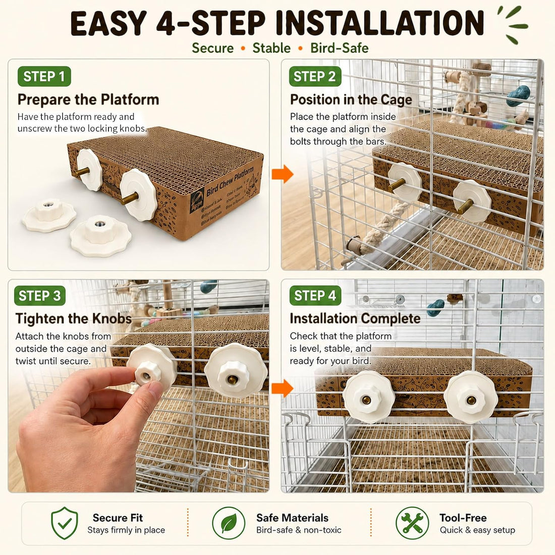 Agape Parrot Chew Toy, Shreddable Cardboard Bird Platform