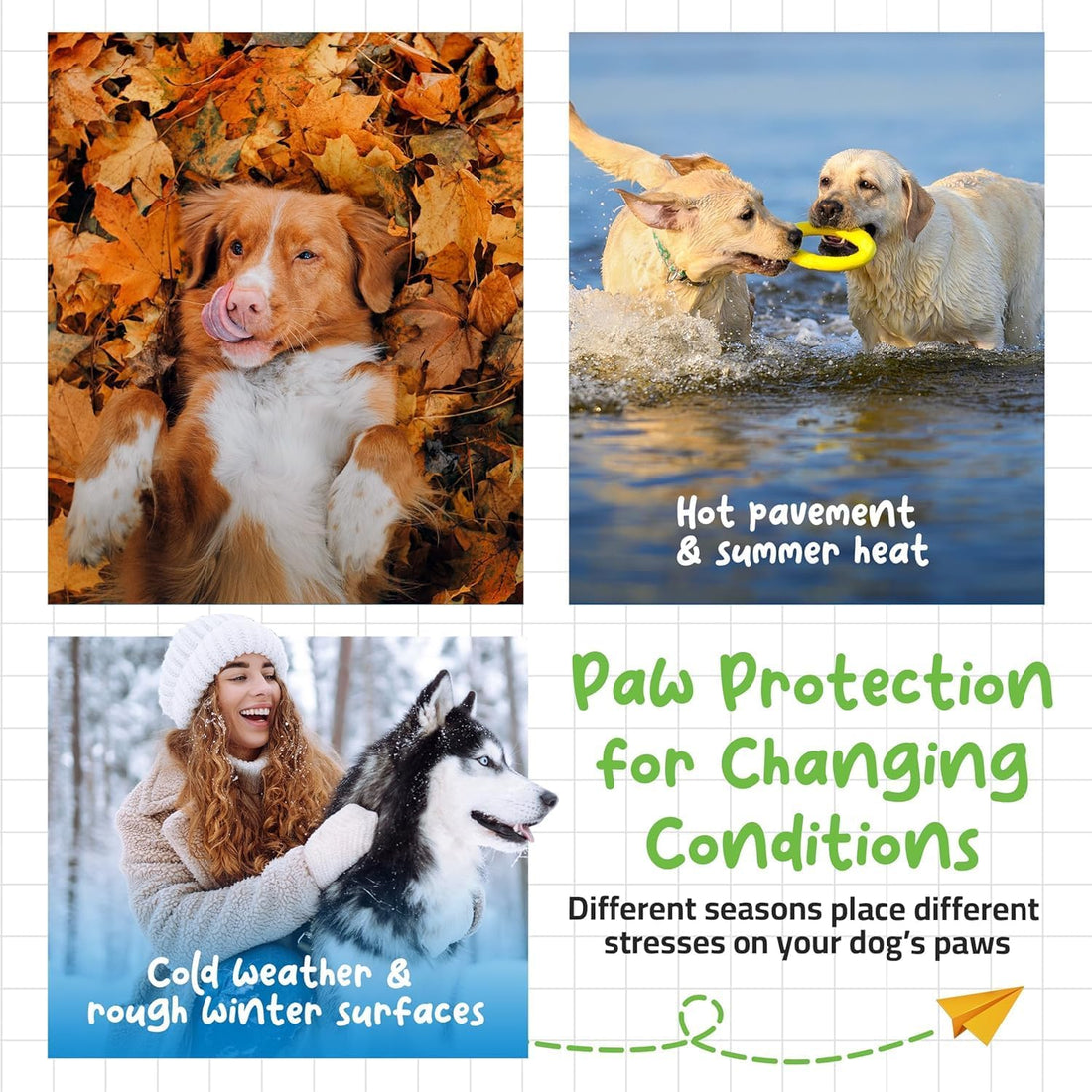 Roll-On Dog Paw Balm - Moisturizer & Soothing Protection from Snow
