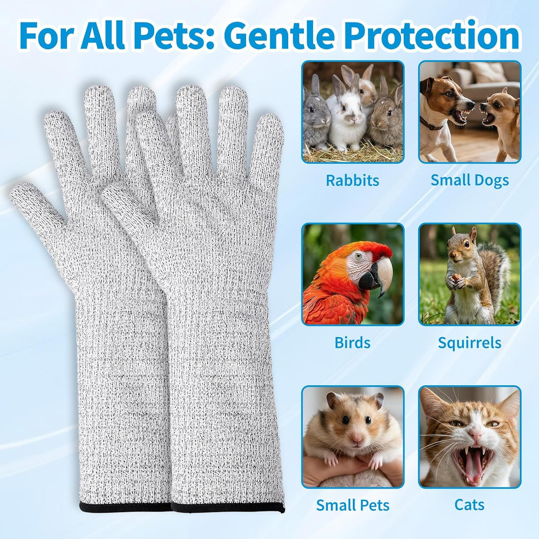 Pet Handling Gloves - Extra Long Cat Grooming Arm Sleeves