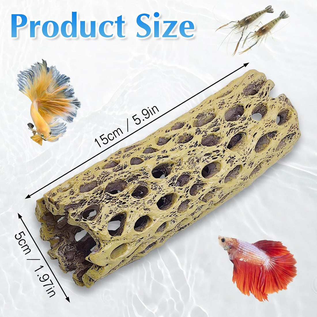 kathson 6" Resin Cholla Wood, Aquarium Shrimp Hideout (3PCS)