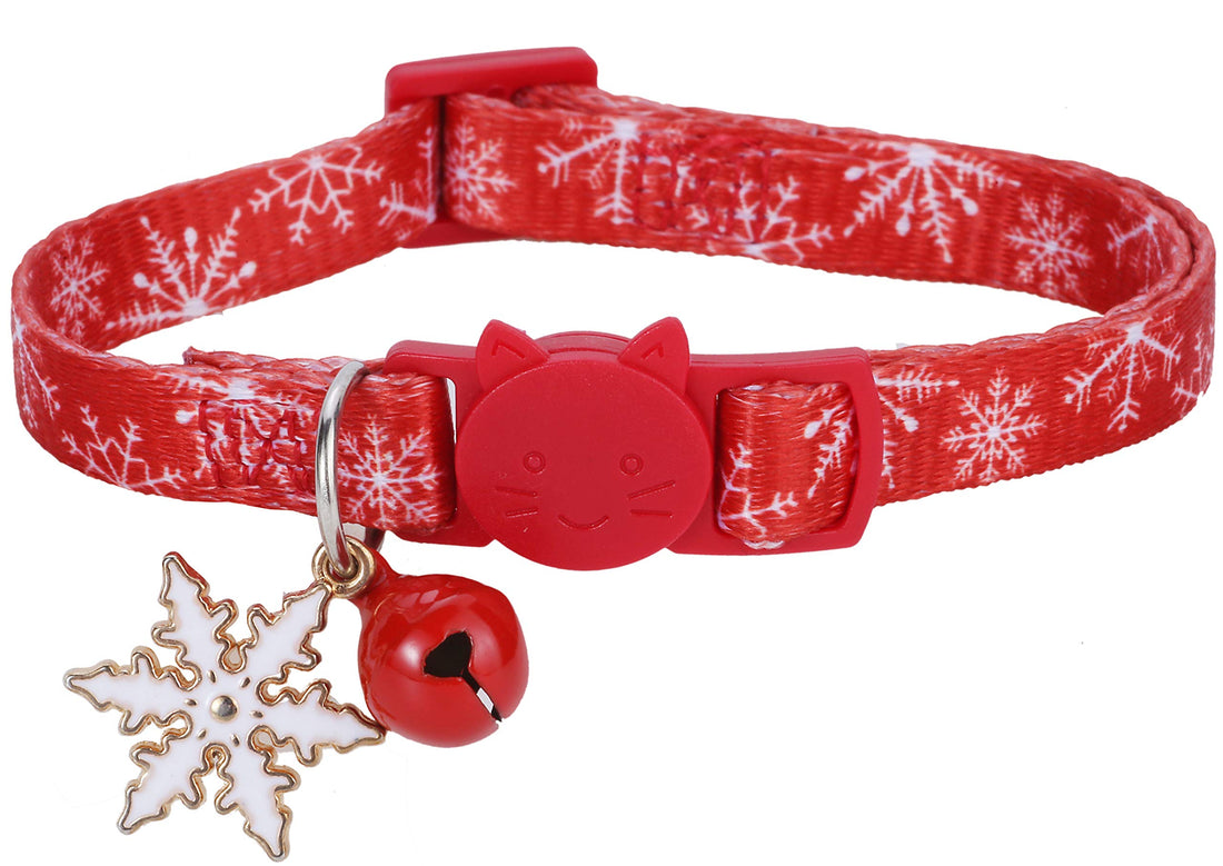 BoomBone Snowflake Small Dog Collar Breakaway with Bell ANG Winter