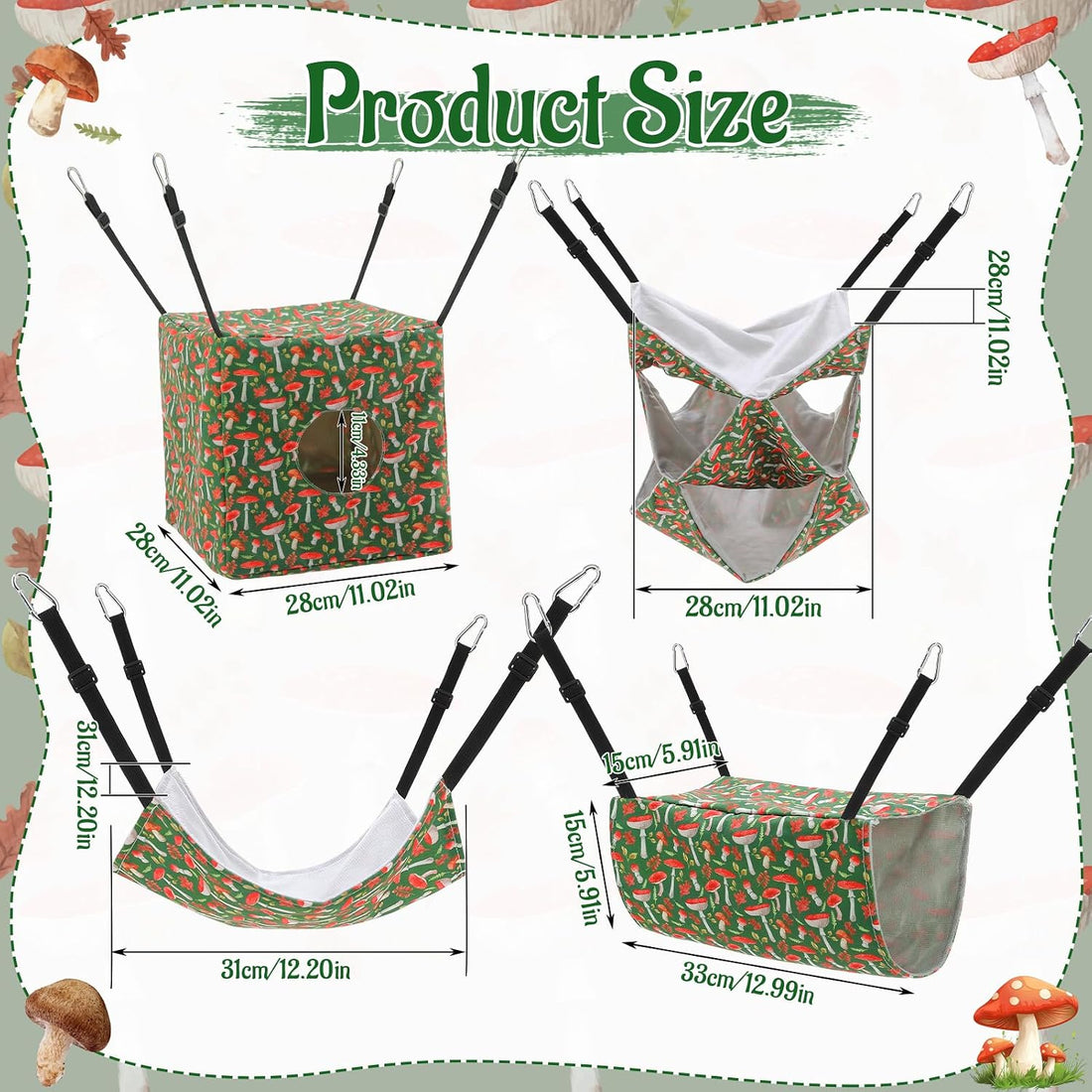 Hamster Hammock, 4 Pack Ferrets Guinea Rat Cage Accessories
