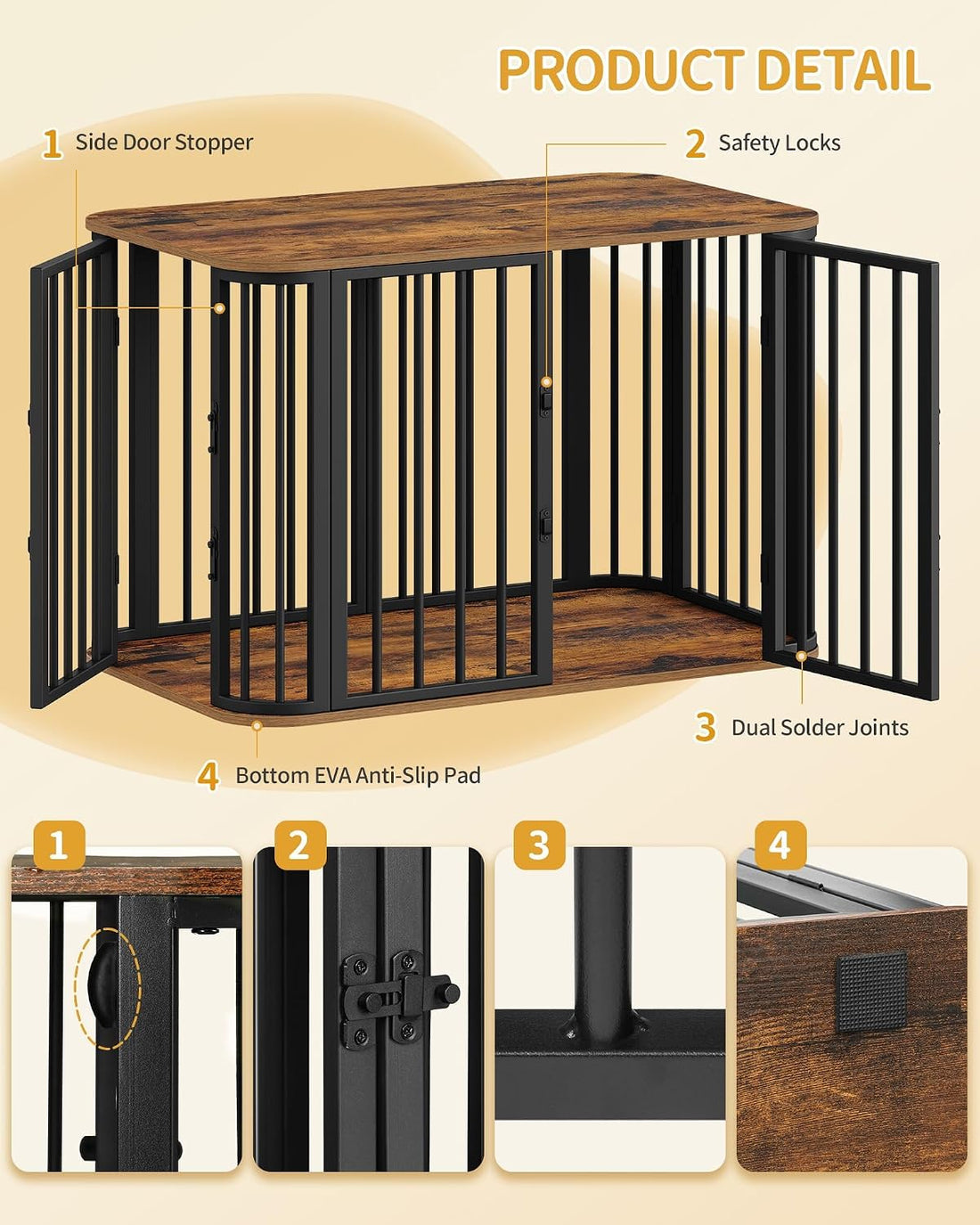 Hzuaneri 39.4 in L Dog Crate Furniture