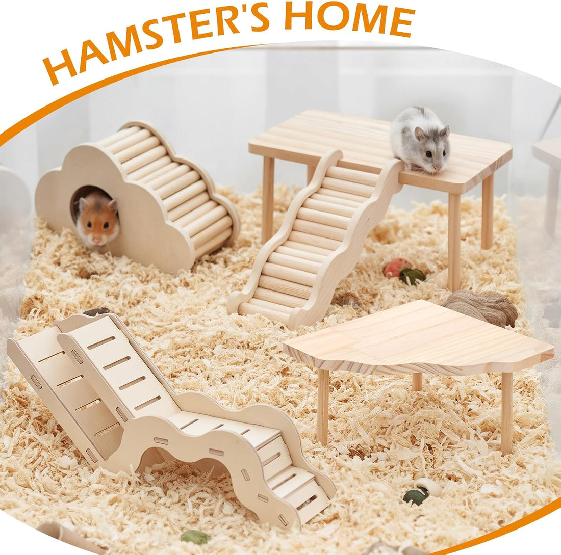 Hamster Play Wooden Platform 5-piece Set Hamster cage Accessories Toy