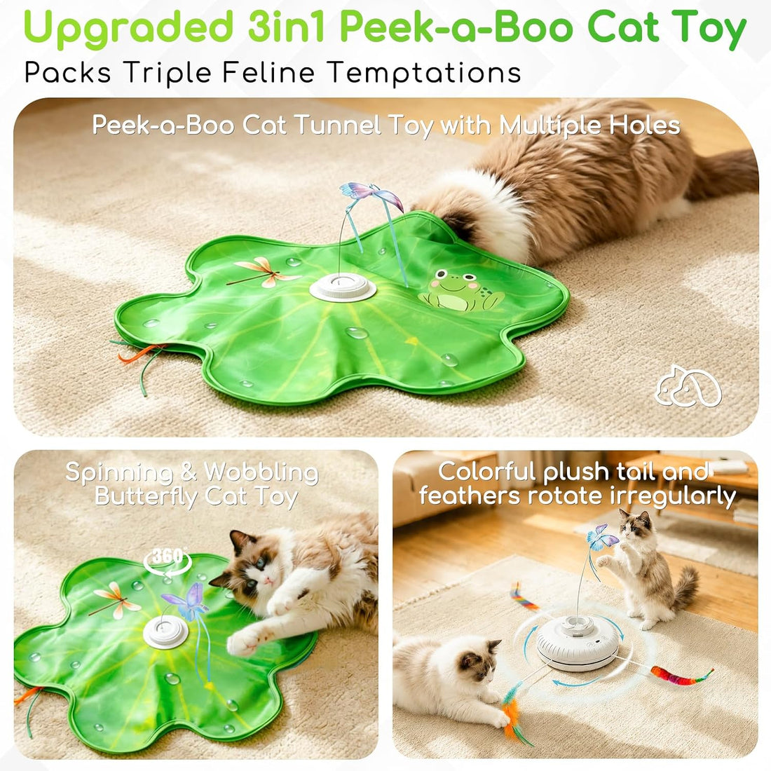 Interactive Cat Toys, Rechargeable with Auto Play and Bird Chirps
