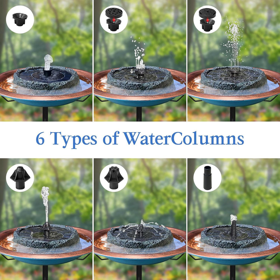 WANGIRO Solar Powered Bird Bath Fountain 7.8 Inch Dark Green