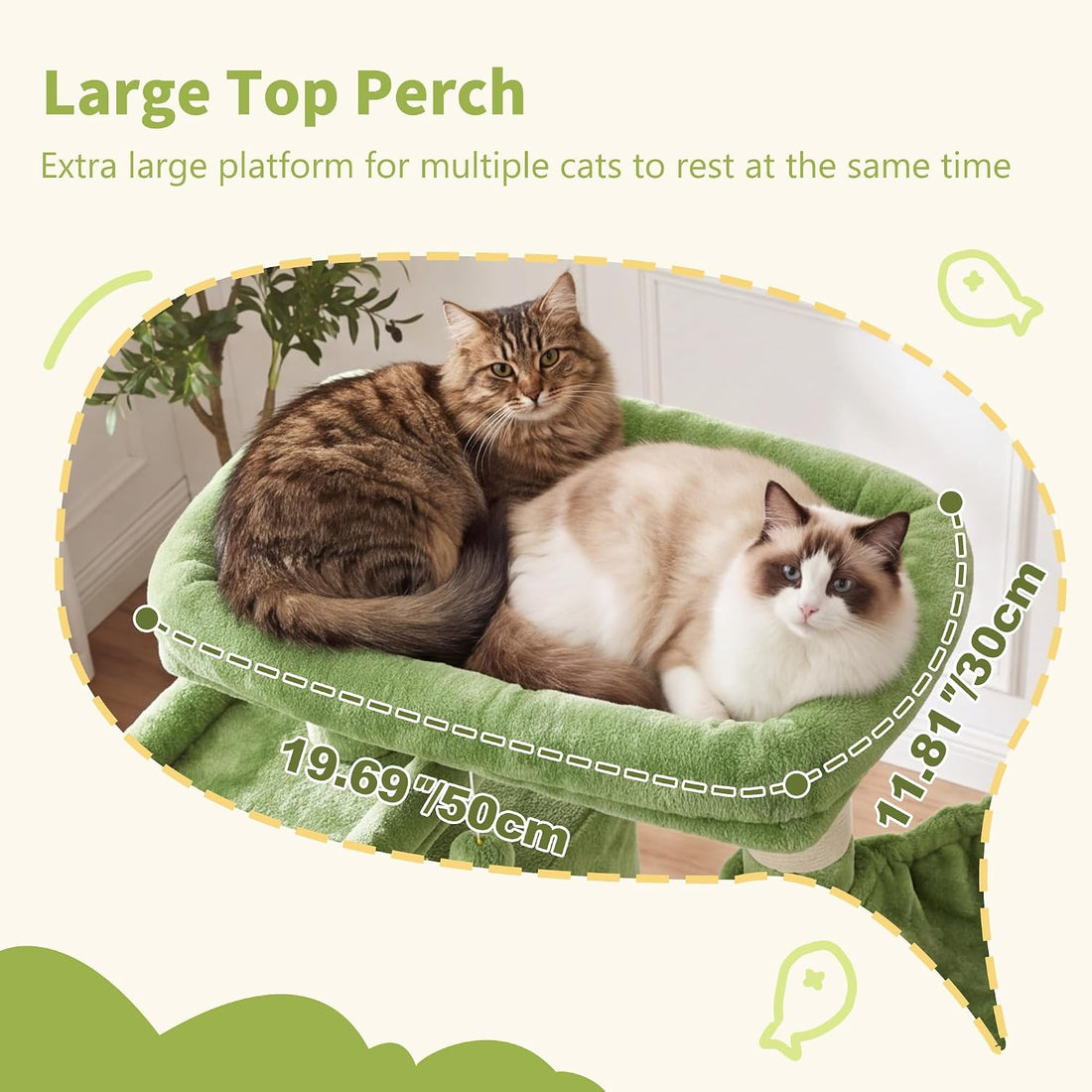 Heybly Cat Tree, 71-Inch-Tall Tower for Indoor Cats with 2 Perches
