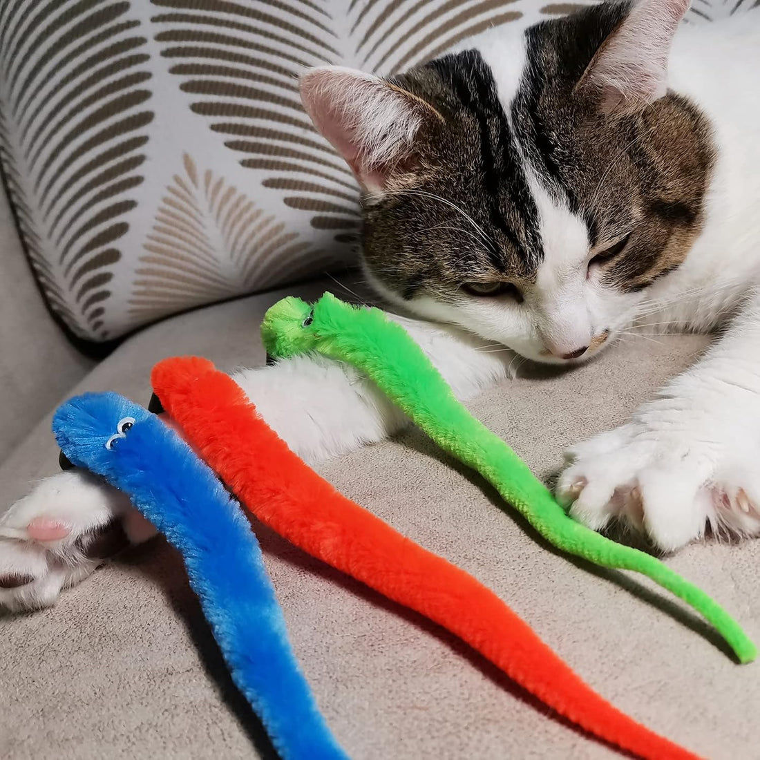 Cat Feather Toys Refills, 10 Pieces Worms Feathers Refills