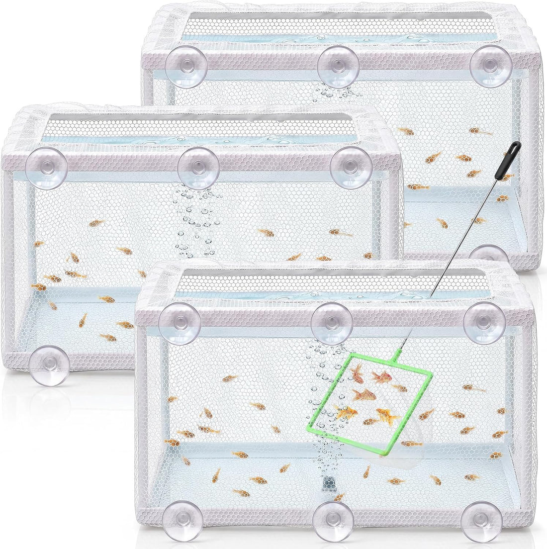Teyva 3 Set Fish Breeder Box for Aquarium Nylon Mesh Hatchery Fry Net