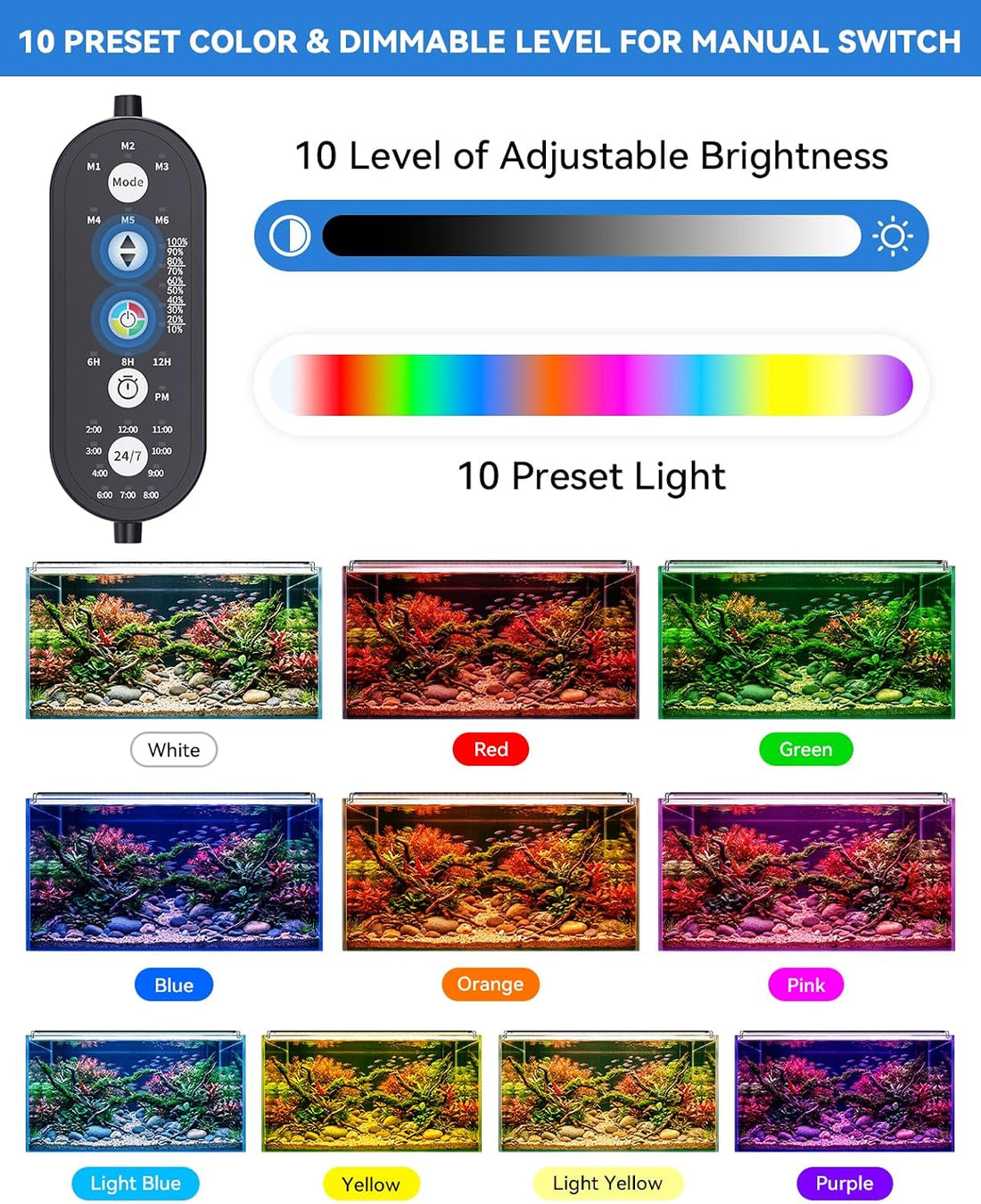 SEAOURA Aquarium Plant Light for 24-30in Fish Tank