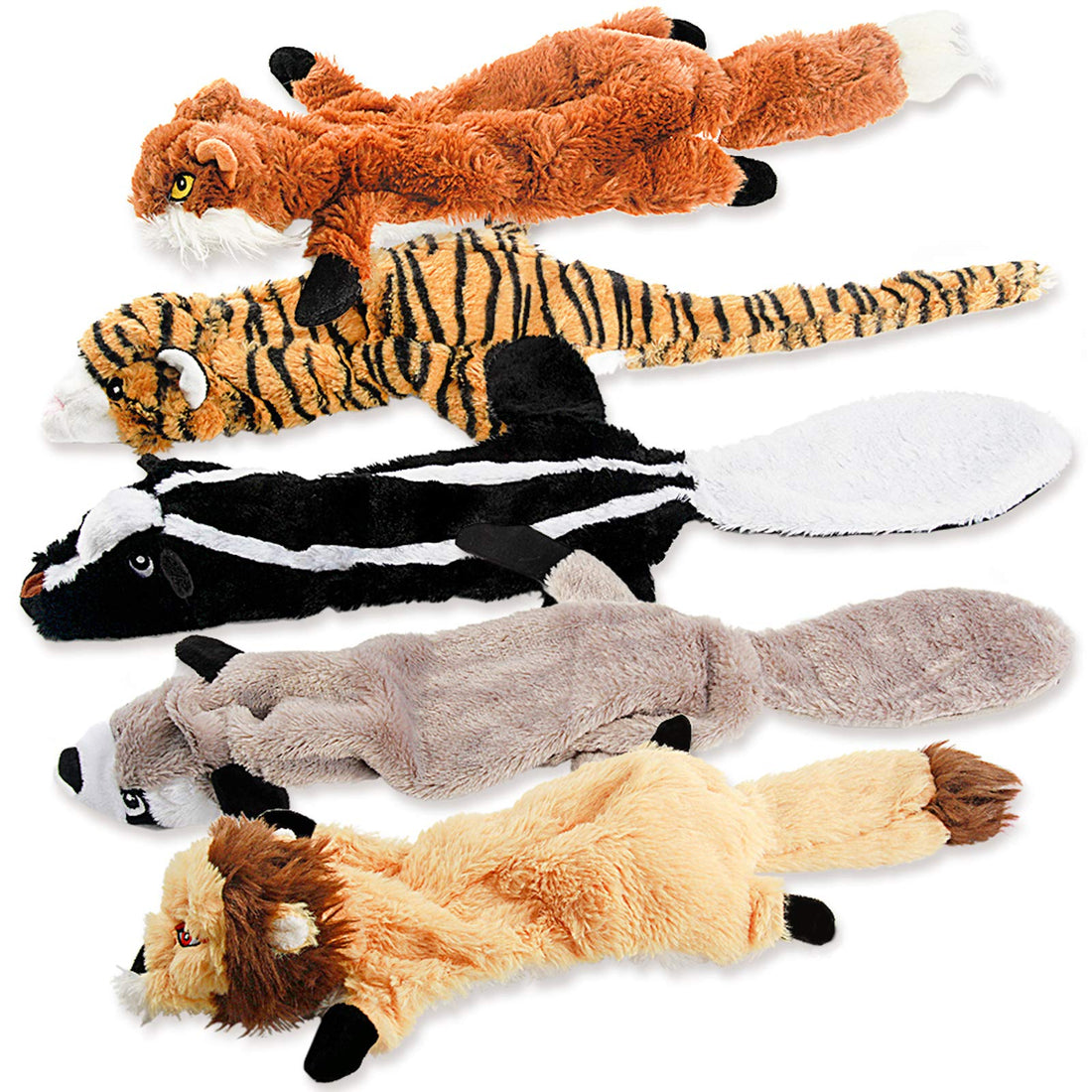 Dog Squeak Toys, No Stuffing Plush Dogs Chew Toy Bundle for Small
