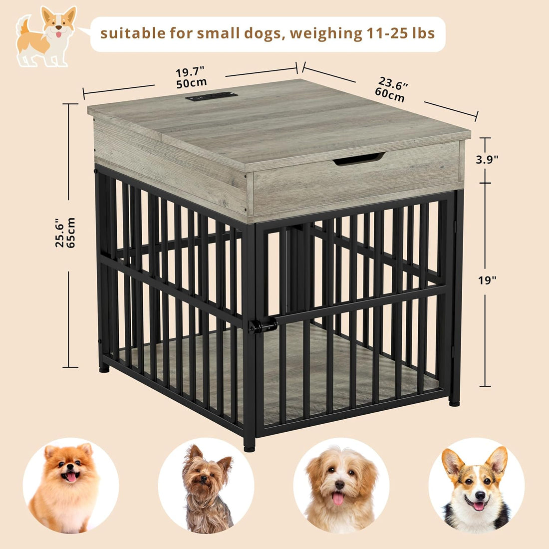 IRONCK Dog Crate Furniture for Small Dogs, Gray