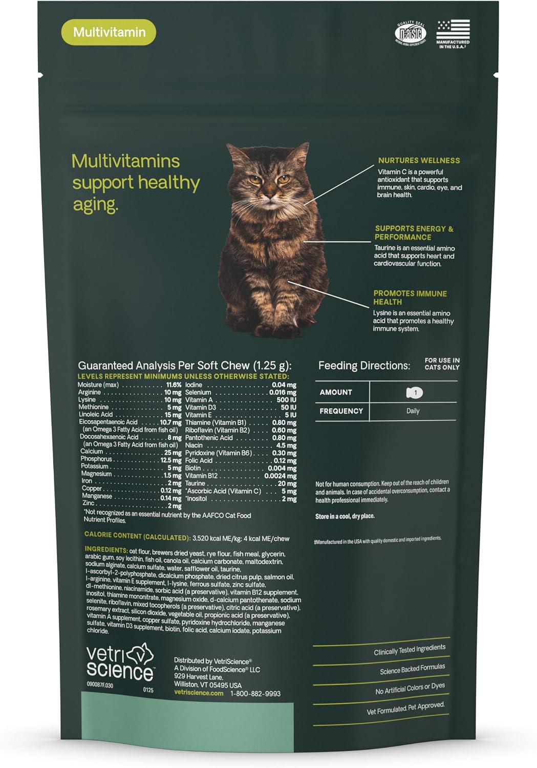 VetriScience Senior 27+ Active Health Chews for Senior Cats, Fish