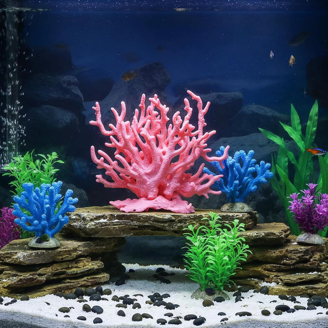 Artificial Aquarium Coral Ornament Pink Fish Tank Fake Coral Plastic