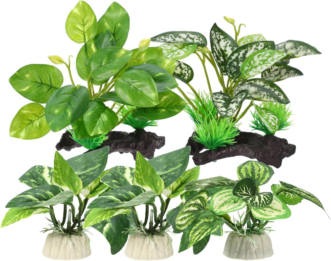 Silk Aquarium Plastic Plants Fish Tank Decor Driftwood for Fish Green