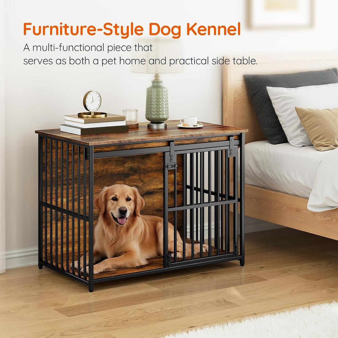 HOOBRO Dog Crate Furniture, 36.6" Heavy Duty Dog Kennel with Sliding