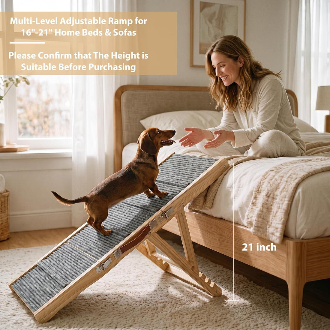 Wooden Dog Ramp for Couch, Small Dog Ramp for Bed Sofa