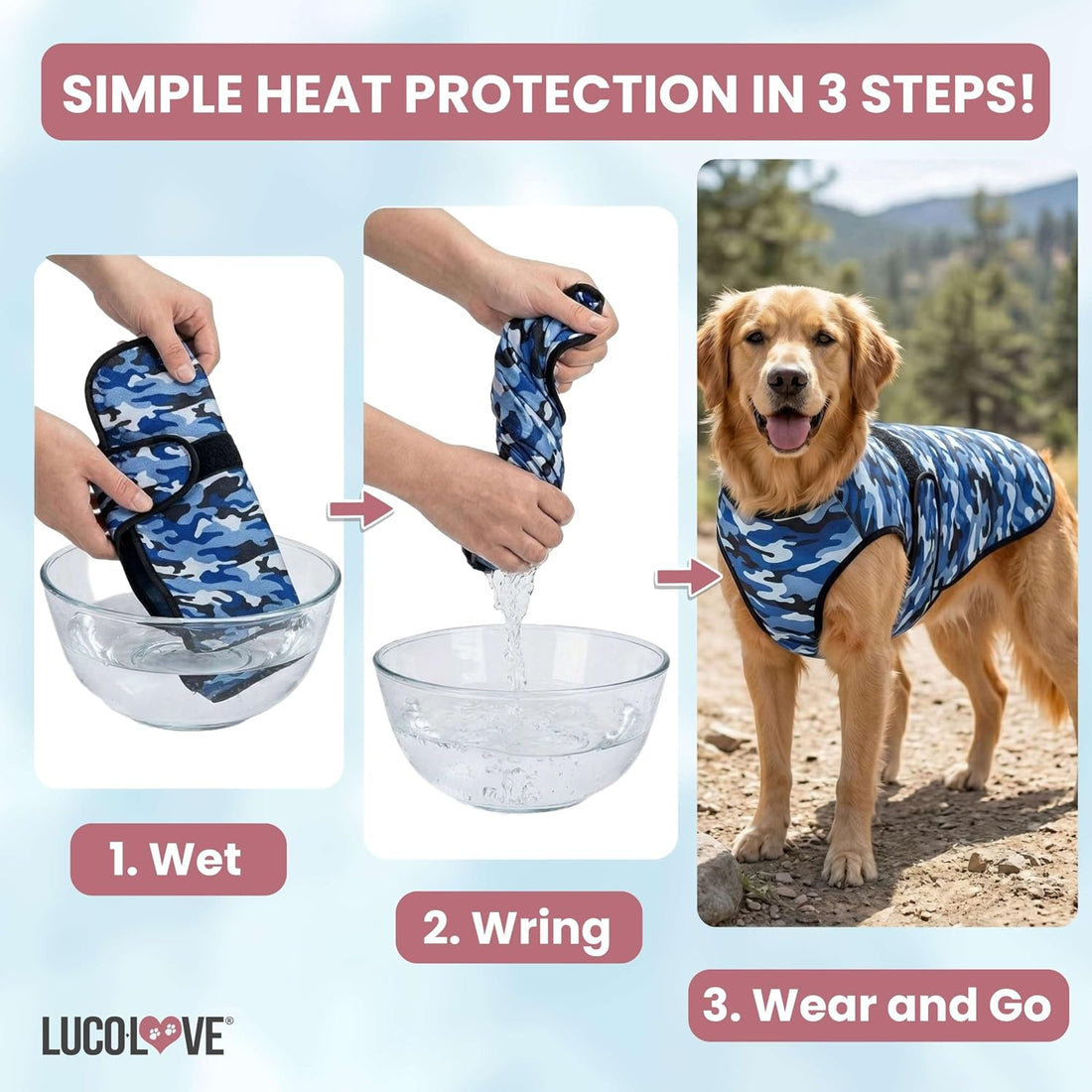 LUCOLOVE Dog Cooling Vest - 2-Layer Cooling with Soft Microfiber