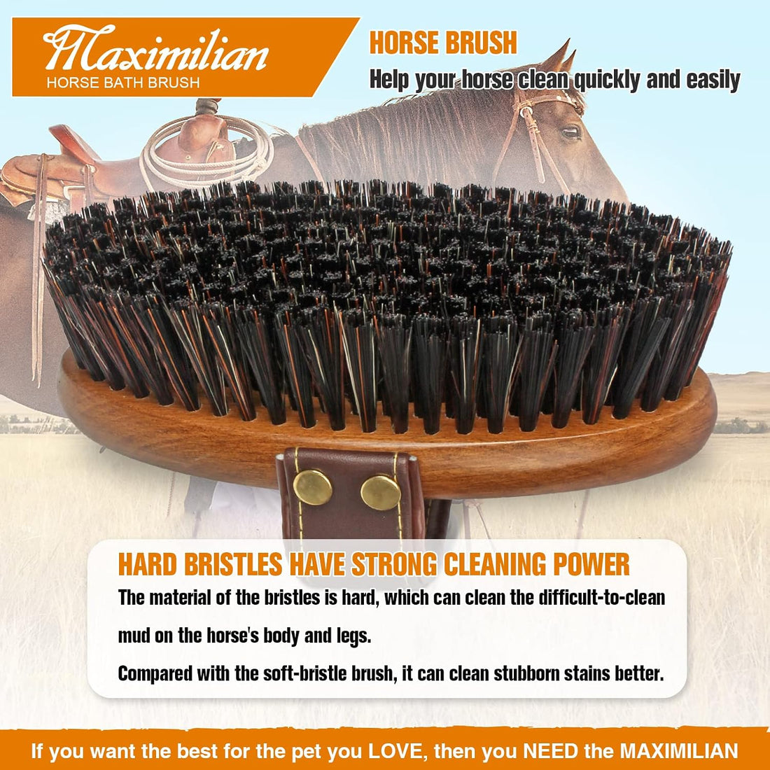 MAXIMILIAN Handmade Horse Brush Professional Horse Brushes