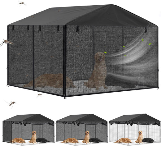 Outdoor Dog Kennel Cover with Full Coverage Mosquito Net for 6.5'd x