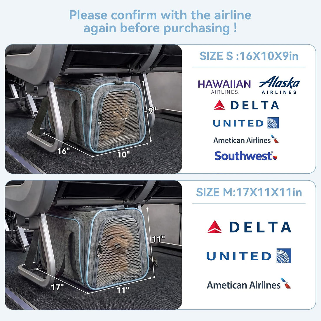 Petsfit Small Double Expandable Cat Carrier for Kittens and Air Travel